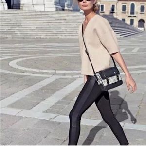 J Crew Pixie Pants Black Leather Tuxedo 